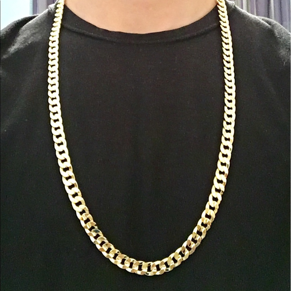 Gold chain 14k stamped Cuban 30in 10mm Curb Style