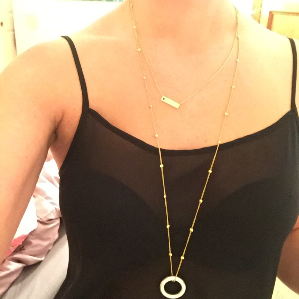 Double chain long necklace