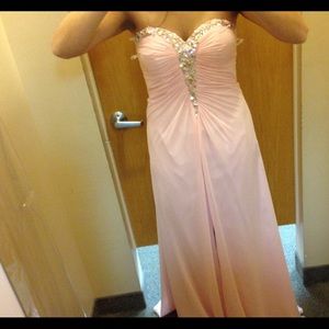 Long cotton candy prom dress