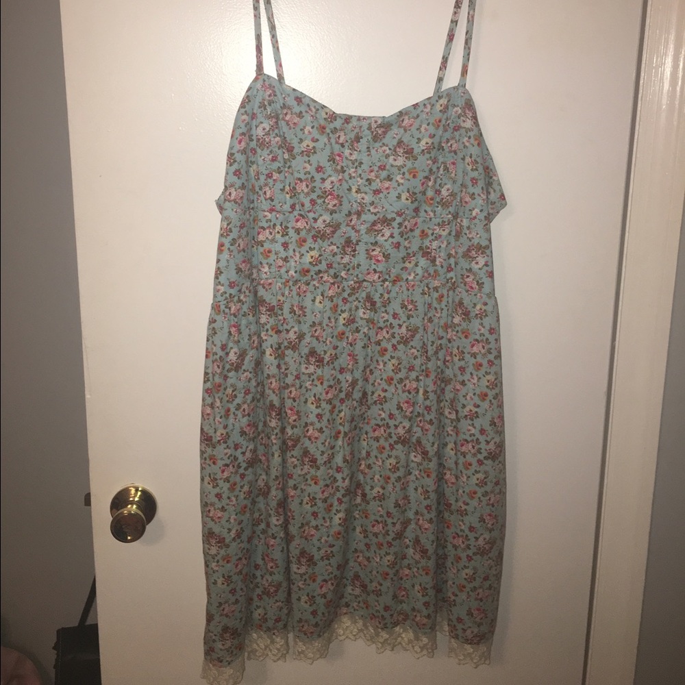 Lovely Light Blue Floral Tank Dress!