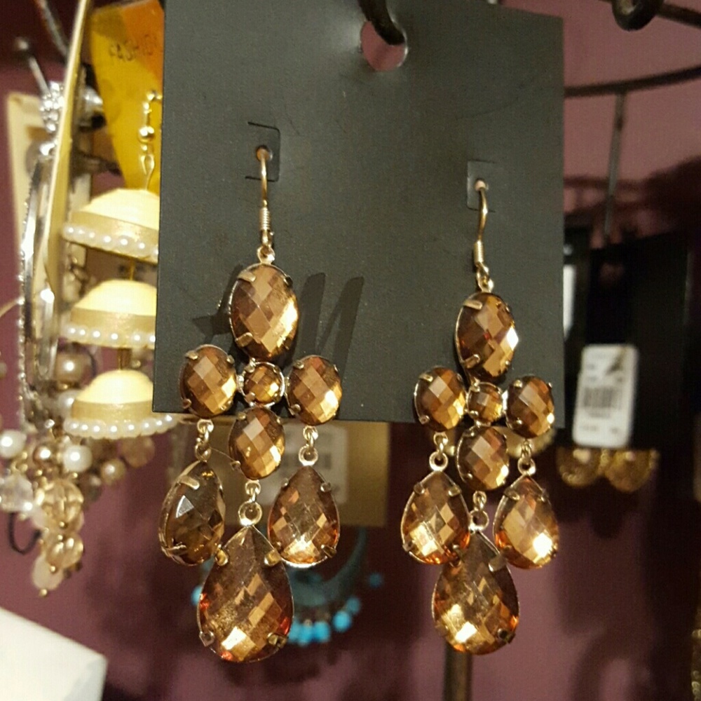 Brown and gold teardrop earrings