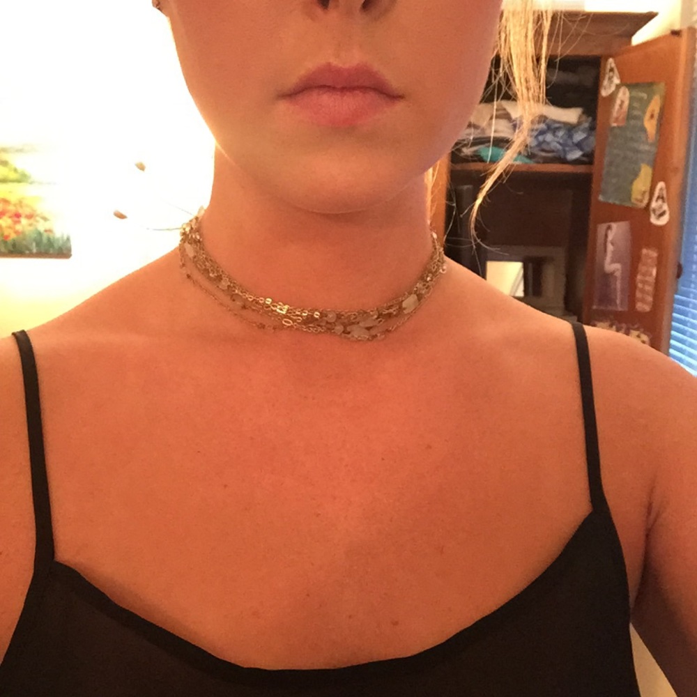 Multiple length beaded gold chain necklace/ choker