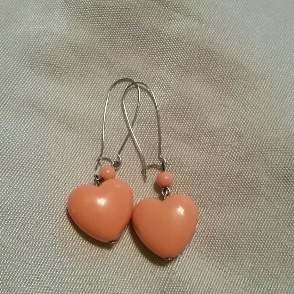 Orange heart earrings