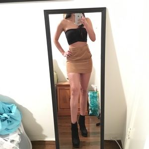 Tan corduroy mini skirt