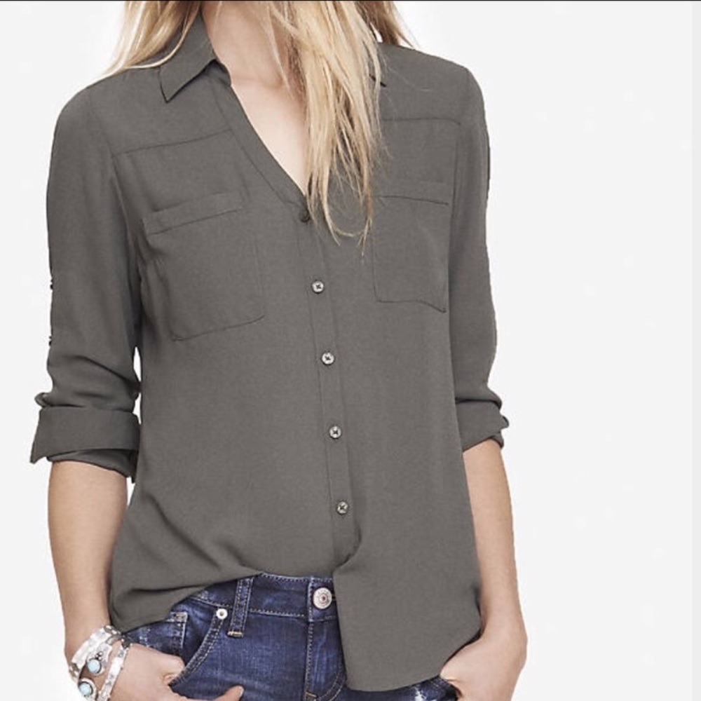 Dark green Portofino Blouse from Express
