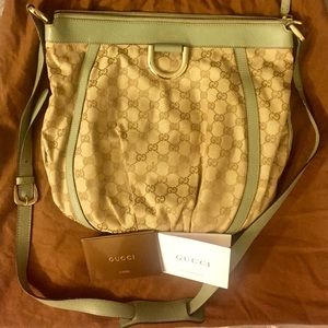 Gucci Brown/Mint Green Cross Body Bag