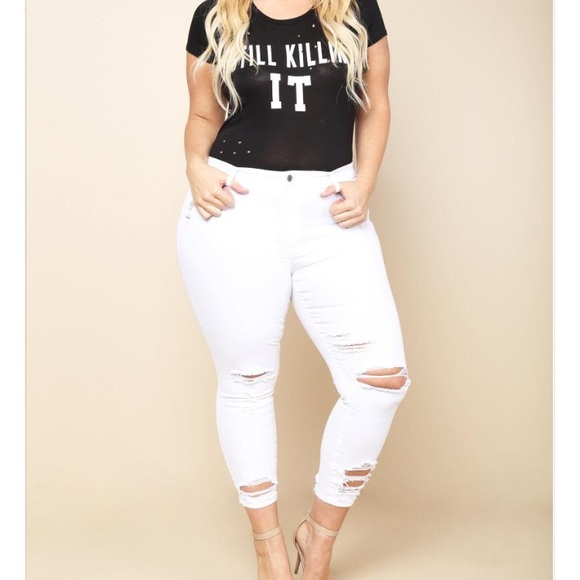 💕NEW PLUS (1-> 18 LEFT) white ankle skinny jeans - Picture 3 of 7