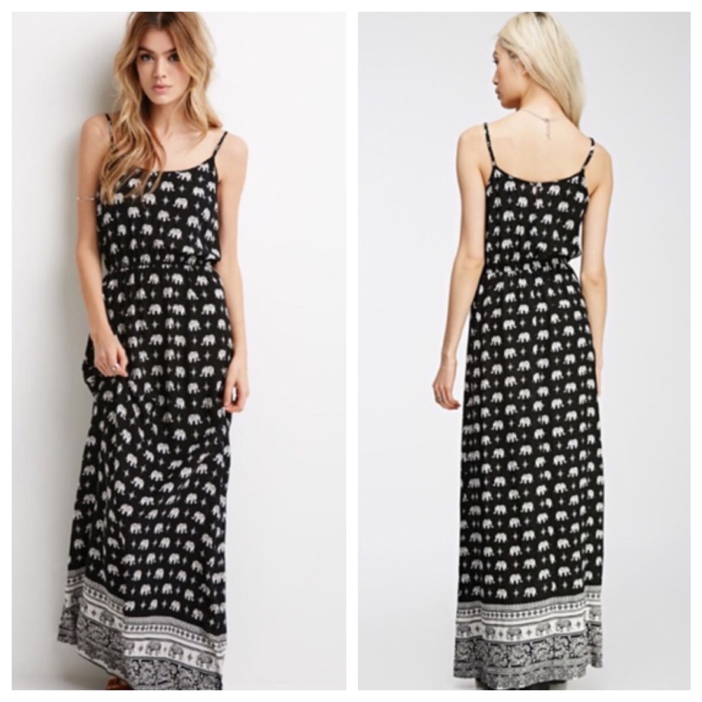 Black maxi DRESS LONG elephant print BOHO Festival - Picture 2 of 3