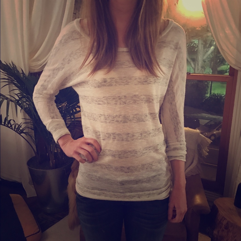 Grey and White Stripe Sweater