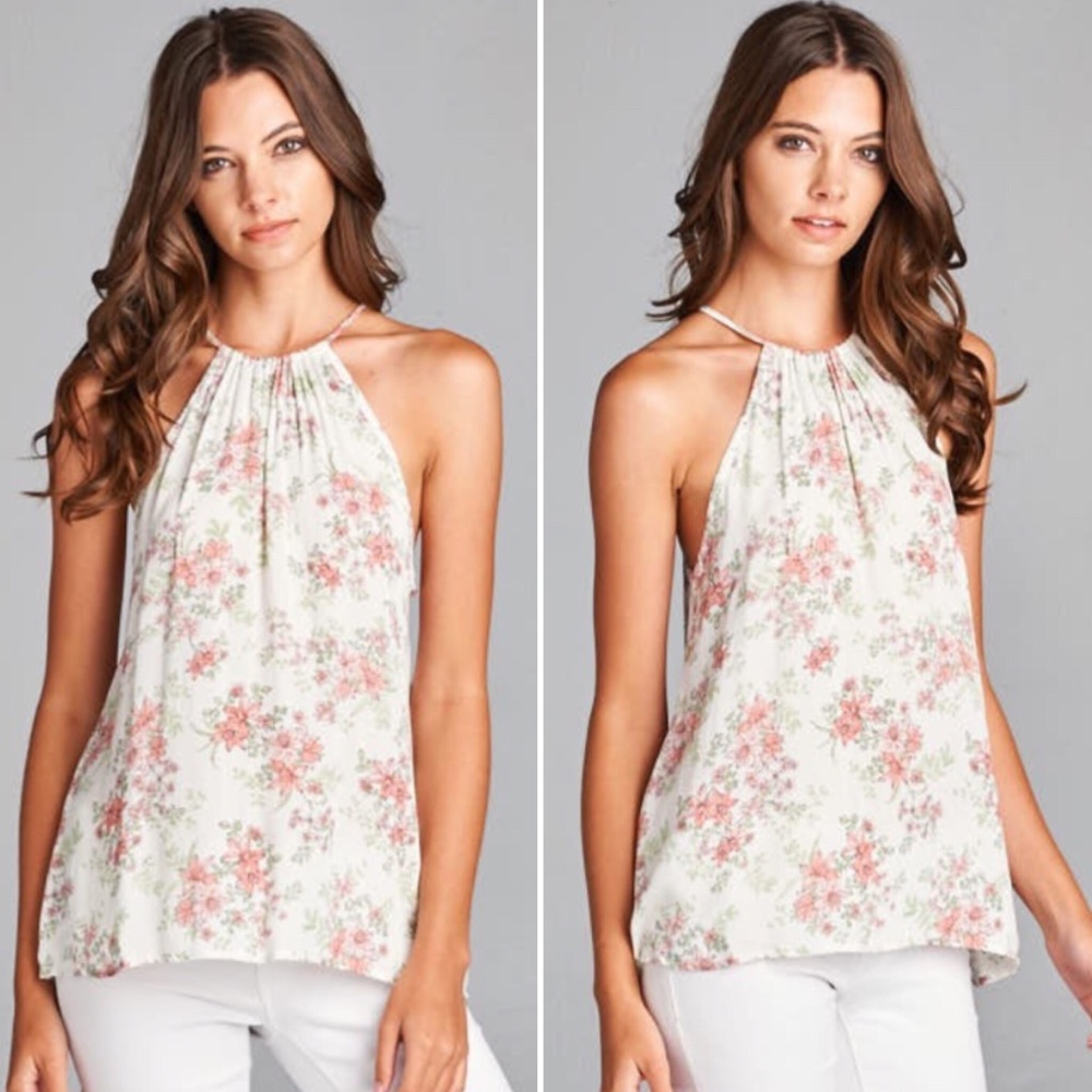 Boutique Lovely CrushSleeveless Floral White Top - Picture 1 of 4