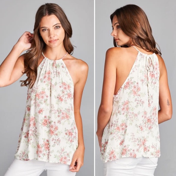 Boutique Lovely CrushSleeveless Floral White Top - Picture 2 of 4