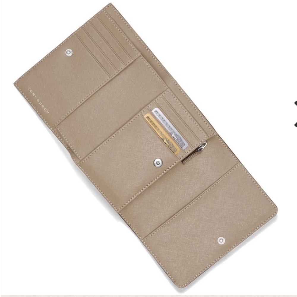 TORY BURCH Robinson Medium Flap Wallet French Gray - Picture 6 of 7