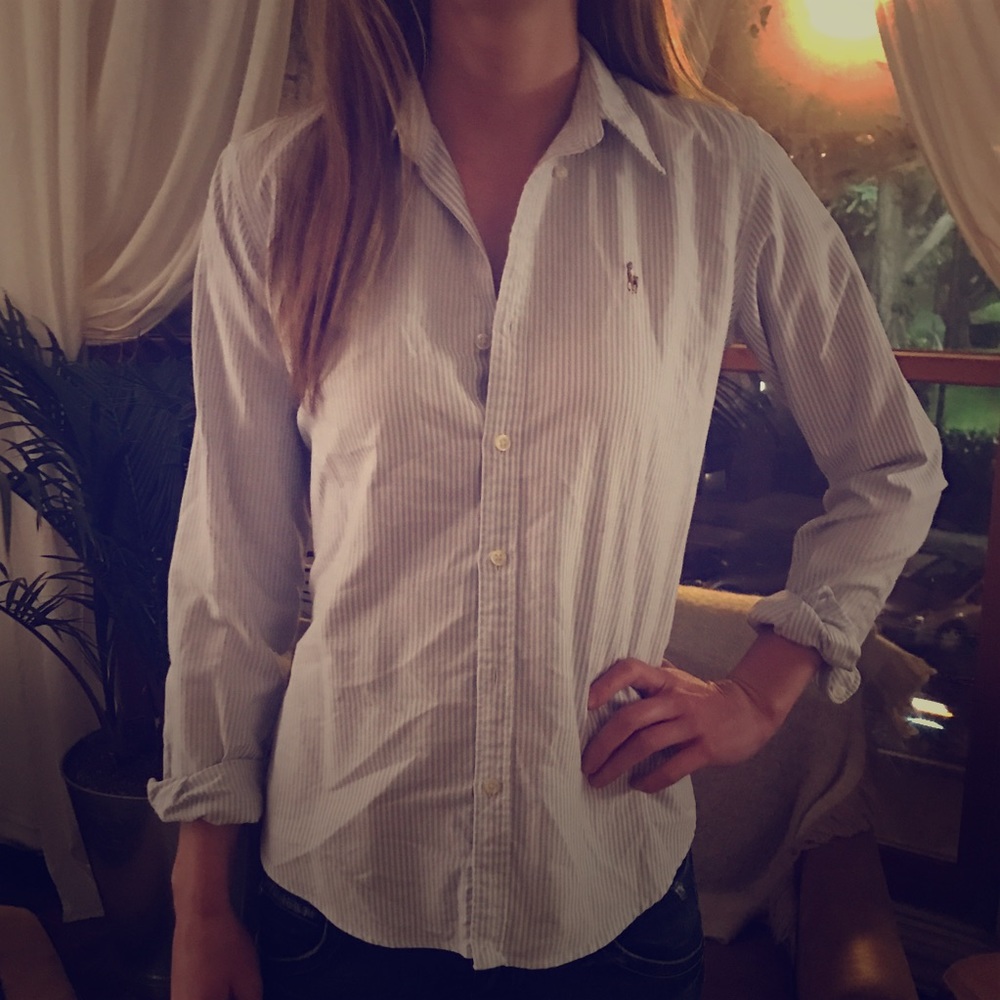 Blue and White Stripe Oxford Button Down