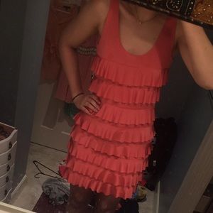 Coral ruffle dress