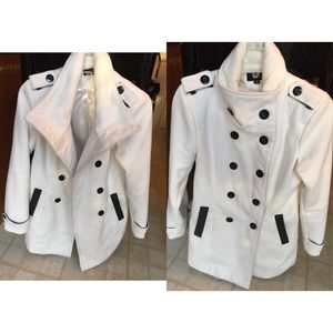 BCX Military Style White Peacoat Jacket :)