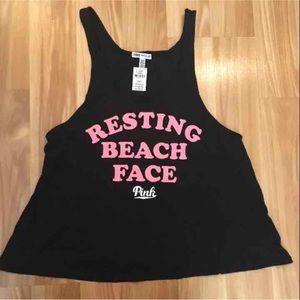 VS PINK resting beach face tank