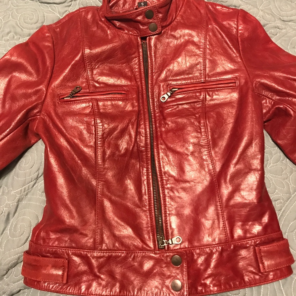Red leather jacket size small