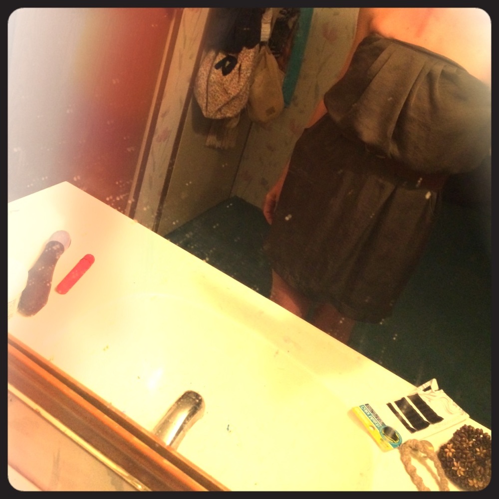 Army green strapless dress women's medium