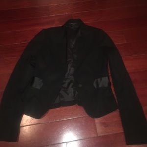 Theory black blazer with satin strip