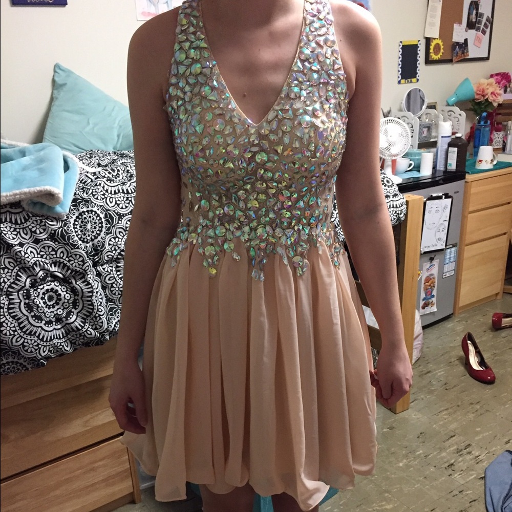 Pink and silver prom dress