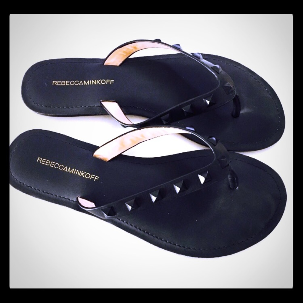 Rebecca minkoff studded black Fiona flip flops