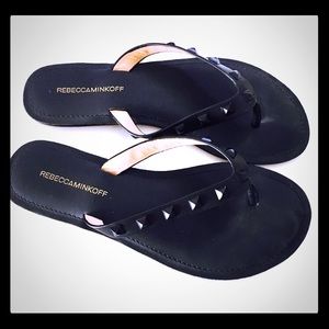 Rebecca minkoff studded black Fiona flip flops