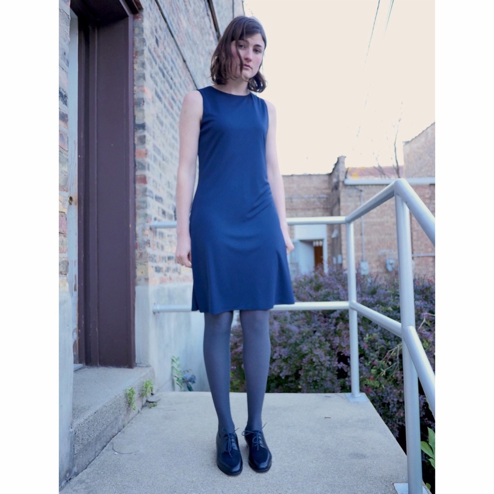 Navy Blue Sisley Shift Dress Made in Italy