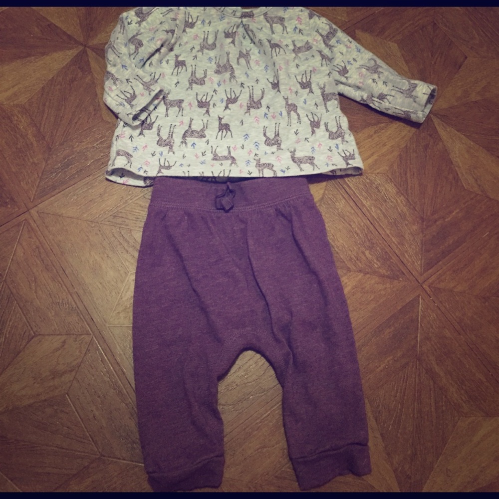 Old Navy Deer Purple Sweats 3-6mo