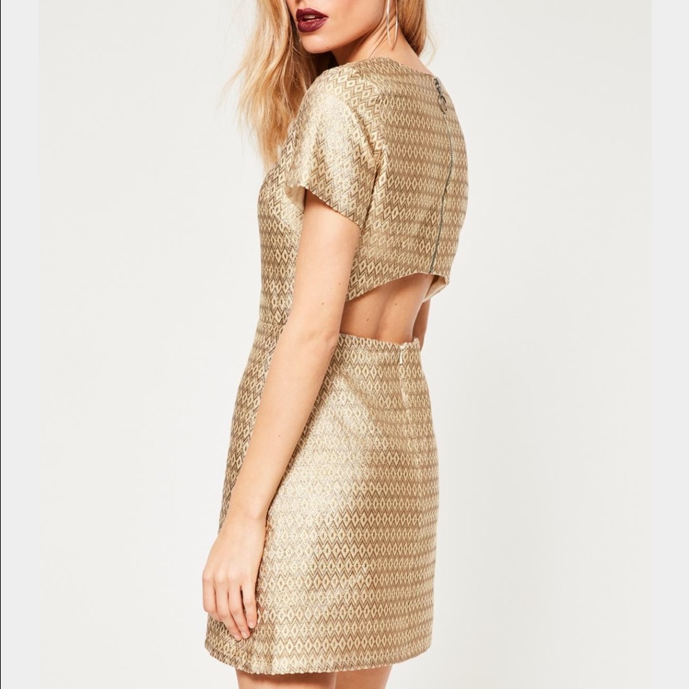 Missguided Gold Jacquard Lurex Dress