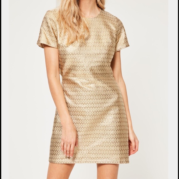 Missguided Gold Jacquard Lurex Dress - Picture 4 of 4