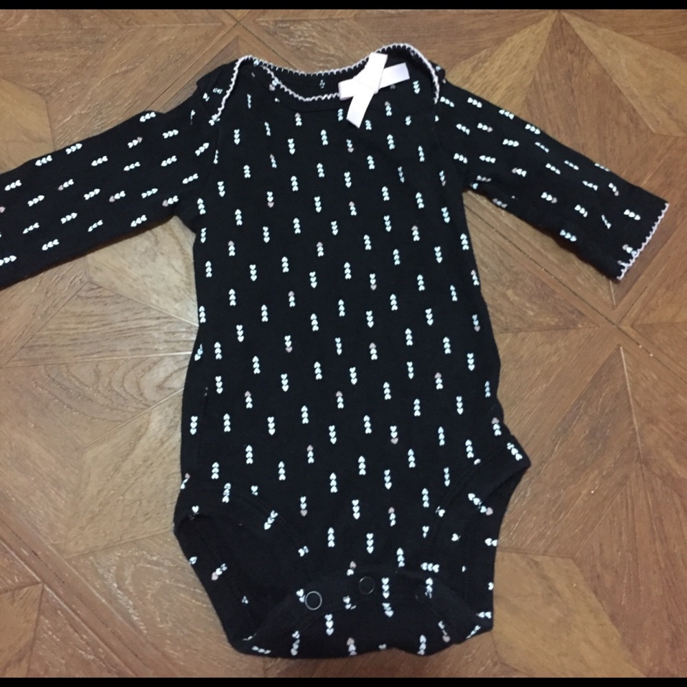Carter's black and pink and white onesie 3 mo