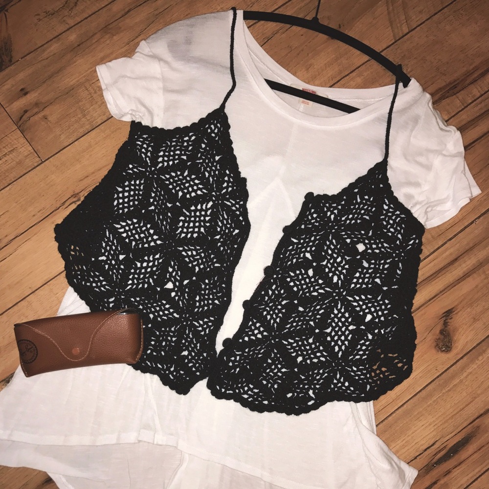 Crochet / Lace Navy Blue Boho Vest