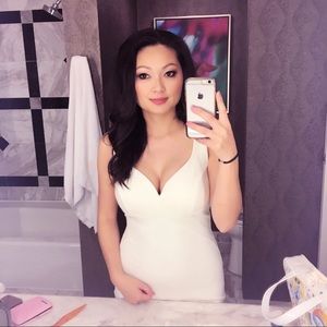 LULUS CURVE-ING BERLIN BODYCON IVORY DRESS