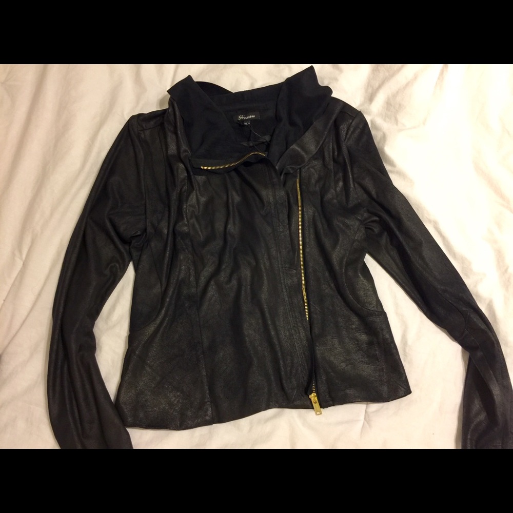 Shiny faux leather jacket