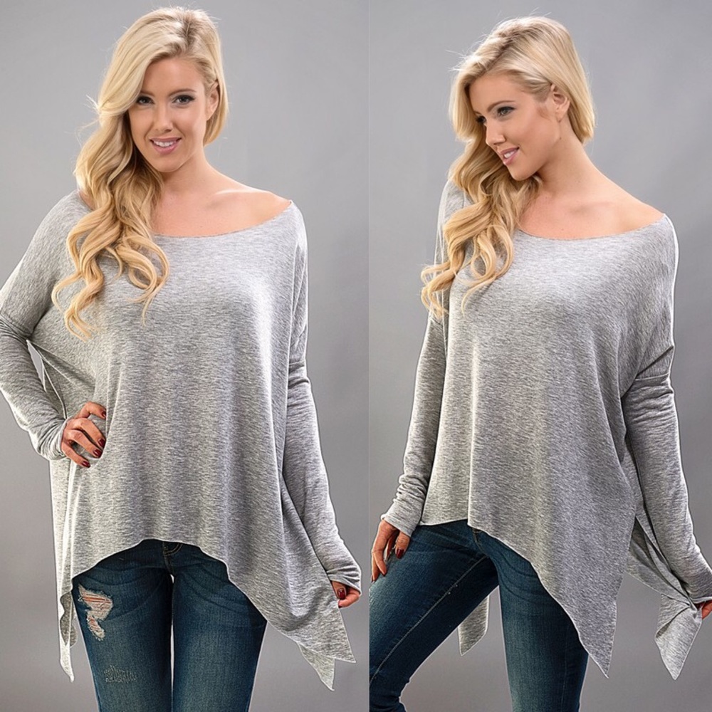 ANABELLE uber soft shark bite top - H. GREY