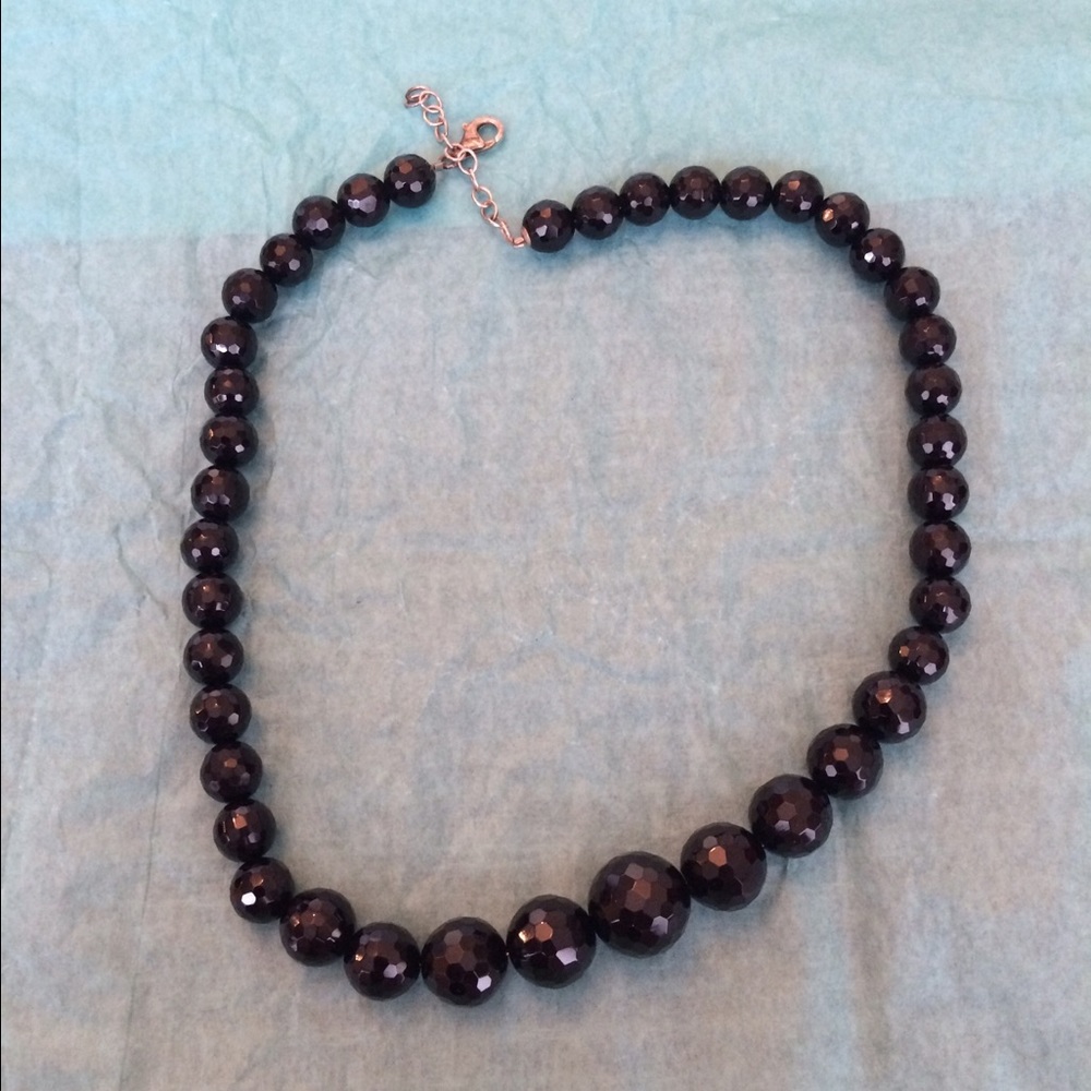 Not Tiffany's- Black Onyx Facet Beaded Necklace
