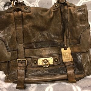 Brown leather Frye messenger bag