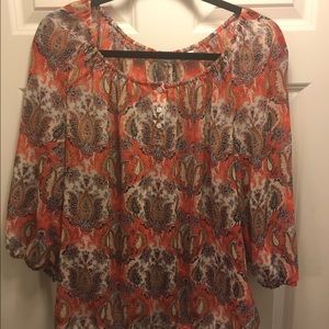 Red paisley blouse