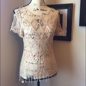Taupe Crochet Top