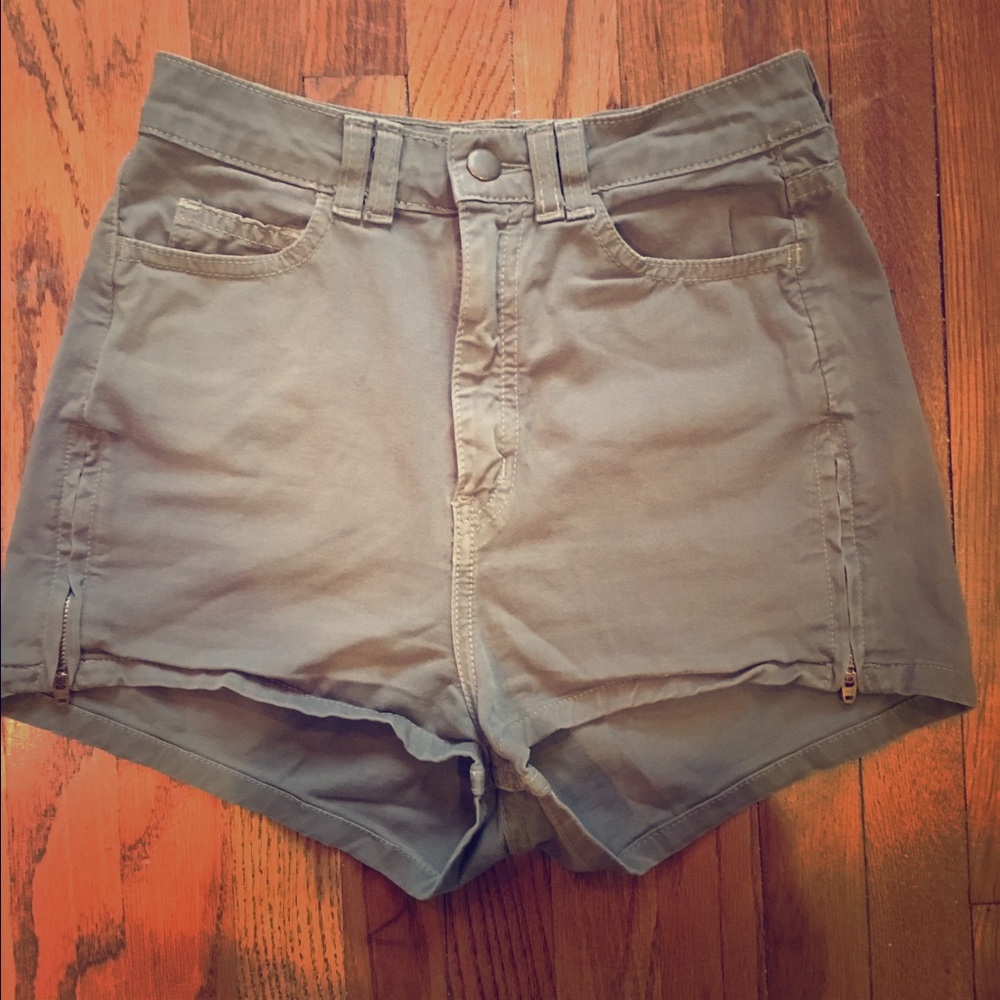 American Apparel green denim high waisted shorts