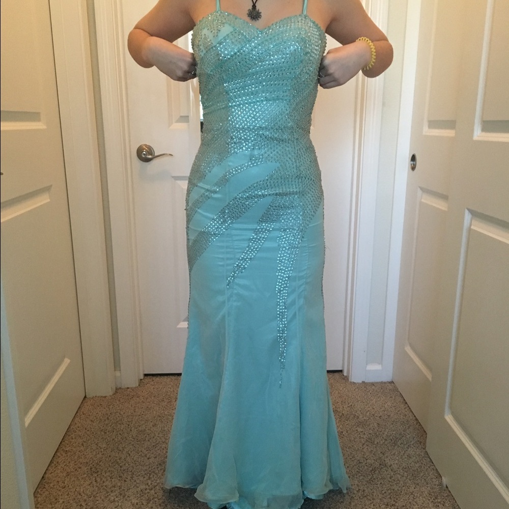 Blue sequined prom dress :)