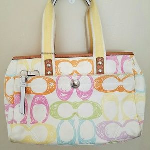 COACH Hampton Scribble Multi-Color Pastel Tote