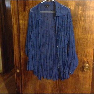 Sheer blue and black blouse