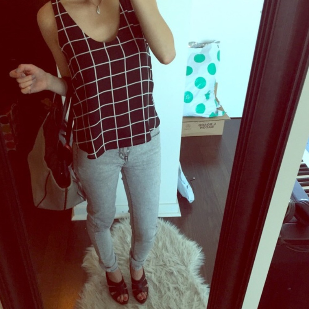 Loft window pane tank top in navy
