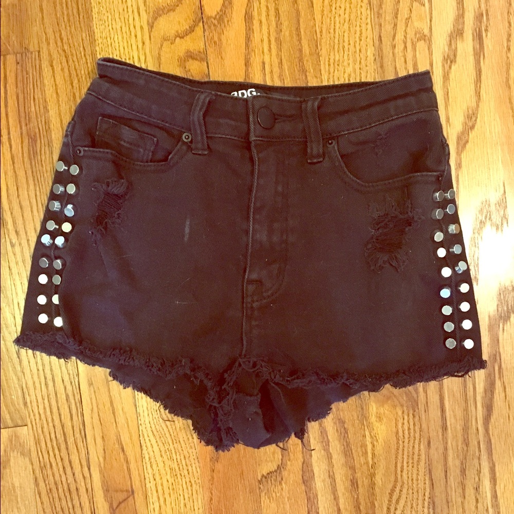 Black stud urban outfitters high waisted shorts