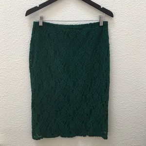 Hunter Green Lace Midi Skirt