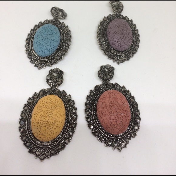 ✅SALE‼️MARCASITE &LAVA STONE ESSENTIAL OIL PENDANT - Picture 6 of 7