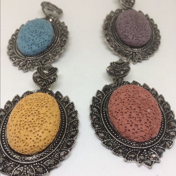 ✅SALE‼️MARCASITE &LAVA STONE ESSENTIAL OIL PENDANT - Picture 7 of 7