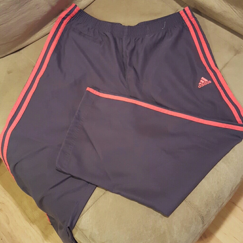 Hot Pink and Gray Adidas Capri Joggers