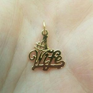 Real Yellow Gold #1 Wife Pendant Charm